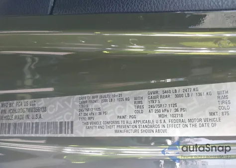 2021 Jeep Wrangler Unlimited Sport S 4X4 из США, поврежденный, VIN 1C4HJXDG7MW856138